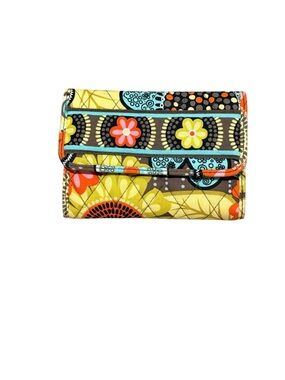 Vera Bradley Floral Pattern Trifold Wallet - Yellow Multicolor